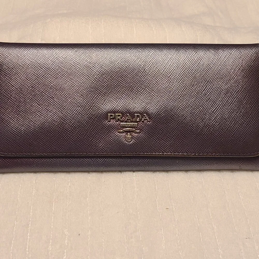 Prada Metalica Purple Long Wallet